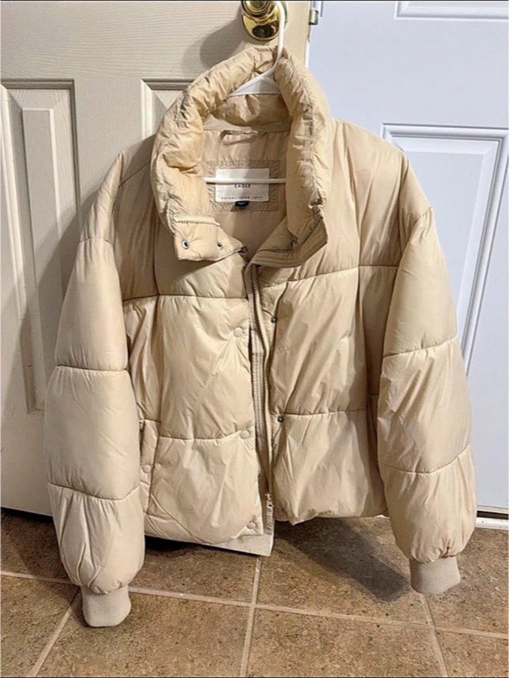 American Eagle Cream Puffer Jacket
